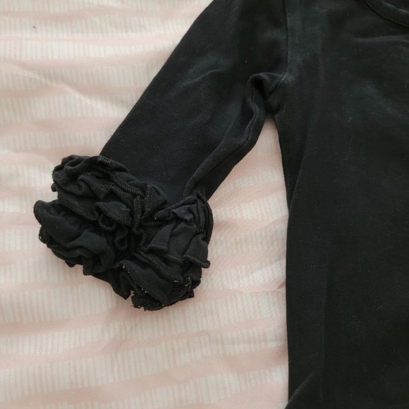 Sew Sassy Black Long Sleeve Ruffle Shirt Size 12M - Picture 2 of 5